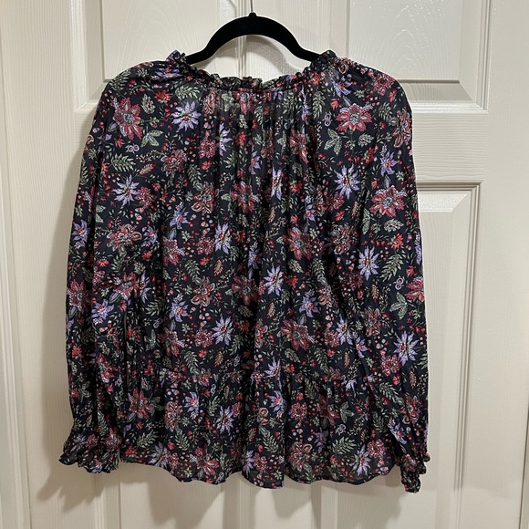 LOFT black floral blouse size S - Picture 4 of 5